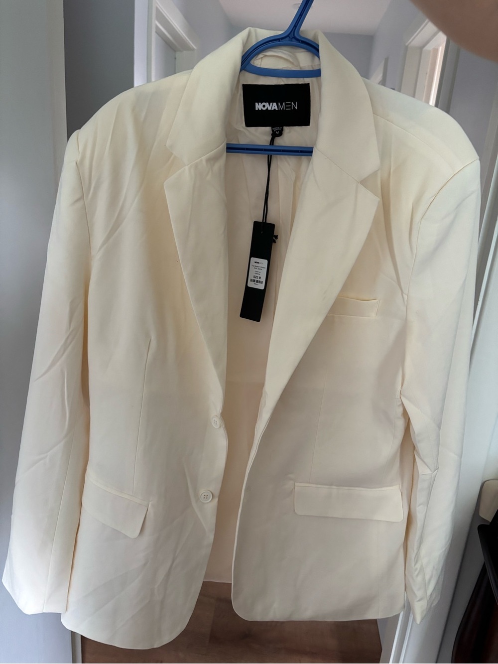 Fashion Nova Men's Cream Single-Breasted Blazer